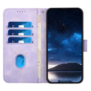 For iPhone 17 Pro Max YX0080 Grid Butterfly Embossed Pattern Flip Leather Phone Case with Lanyard(Light Purple)