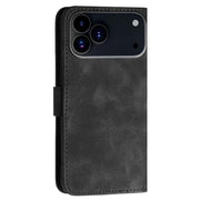For iPhone 17 Pro YX0080 Grid Butterfly Embossed Pattern Flip Leather Phone Case with Lanyard(Black)