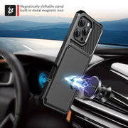 For iPhone 16 Pro Max Magnetic Wallet Card Bag Leather Phone Case(Black)