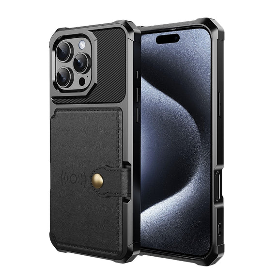 For iPhone 16 Pro Magnetic Wallet Card Bag Leather Phone Case(Black)