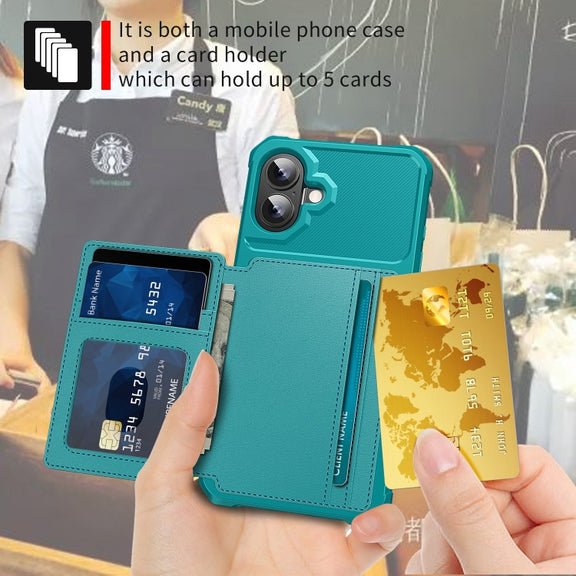 For iPhone 16 Plus Magnetic Wallet Card Bag Leather Phone Case(Cyan)