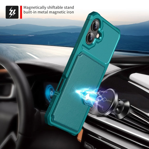 For iPhone 16 Plus Magnetic Wallet Card Bag Leather Phone Case(Cyan)