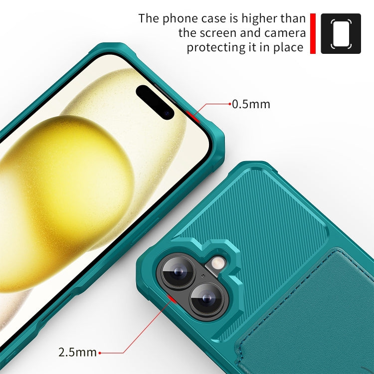 For iPhone 16 Plus Magnetic Wallet Card Bag Leather Phone Case(Cyan)