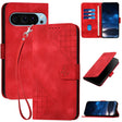 For Google Pixel 9 / 9 Pro YX0080 Grid Butterfly Embossed Pattern Flip Leather Phone Case with Lanyard(Red) - Google Cases by PMC TechLife | Online Shopping South Africa | PMC TechLife | Buy Now Pay Later Mobicred