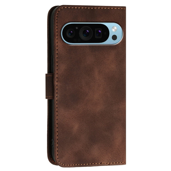 For Google Pixel 9 / 9 Pro YX0080 Grid Butterfly Embossed Pattern Flip Leather Phone Case with Lanyard(Coffee)