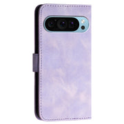 For Google Pixel 9 / 9 Pro YX0080 Grid Butterfly Embossed Pattern Flip Leather Phone Case with Lanyard(Light Purple)