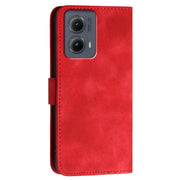 For Motorola Edge 2024 5G Global Grid Butterfly Embossed Pattern Leather Phone Case with Lanyard(Red)
