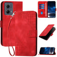 For Motorola Edge 2024 5G Global Grid Butterfly Embossed Pattern Leather Phone Case with Lanyard(Red) - free shipping - PMC Jewellery - Order now!