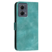 For Motorola Edge 2024 5G Global Grid Butterfly Embossed Pattern Leather Phone Case with Lanyard(Light Blue)