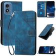 For Motorola Moto G Play 4G 2024 YX0080 Grid Butterfly Embossed Pattern Flip Leather Phone Case with Lanyard(Dark Blue) - Motorola Cases by PMC Jewellery | Online Shopping South Africa | PMC Jewellery | Buy Now Pay Later Mobicred