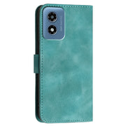 For Motorola Moto G Play 4G 2024 YX0080 Grid Butterfly Embossed Pattern Flip Leather Phone Case with Lanyard(Light Blue)