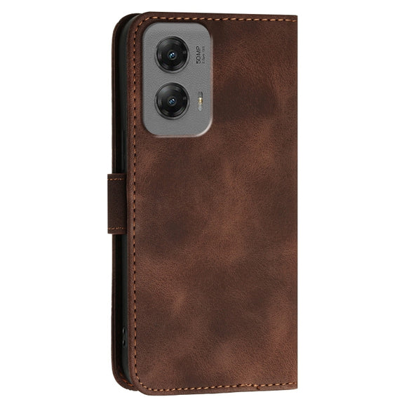 For Motorola Moto G Stylus 5G 2024 YX0080 Grid Butterfly Embossed Pattern Flip Leather Phone Case with Lanyard(Coffee)