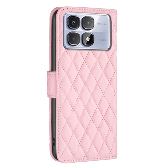 For Redmi K70 Ultra Diamond Lattice Wallet Flip Leather Phone Case(Pink)