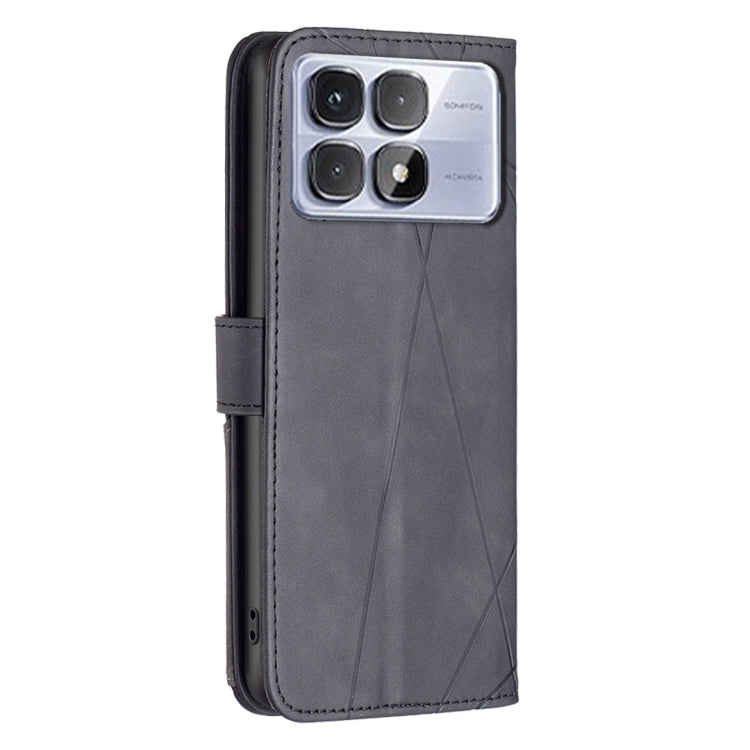 For Redmi K70 Ultra Magnetic Buckle Rhombus Texture Leather Phone Case(Black)