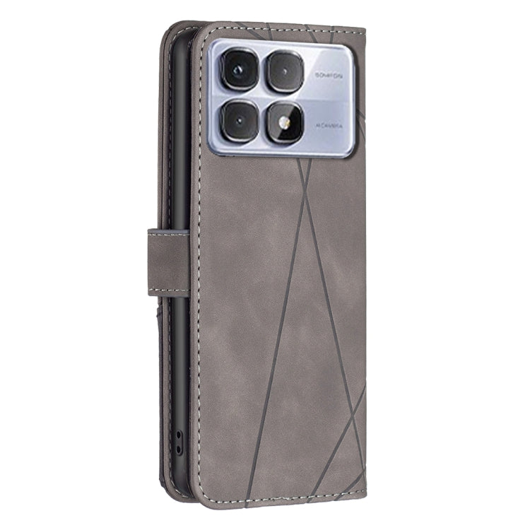 For Redmi K70 Ultra Magnetic Buckle Rhombus Texture Leather Phone Case(Grey)