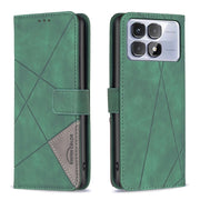 For Redmi K70 Ultra Magnetic Buckle Rhombus Texture Leather Phone Case(Green)