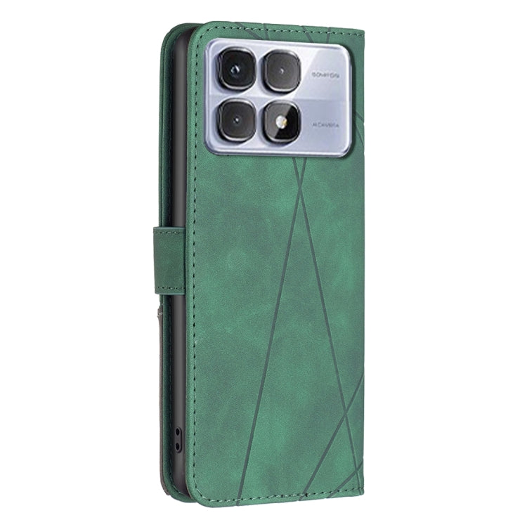 For Redmi K70 Ultra Magnetic Buckle Rhombus Texture Leather Phone Case(Green)