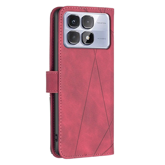 For Redmi K70 Ultra Magnetic Buckle Rhombus Texture Leather Phone Case(Red)