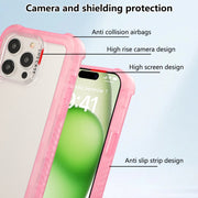 For iPhone 16 Plus Transparent Matte TPU Hybrid PC 3-in-1 Phone Case(Pink)