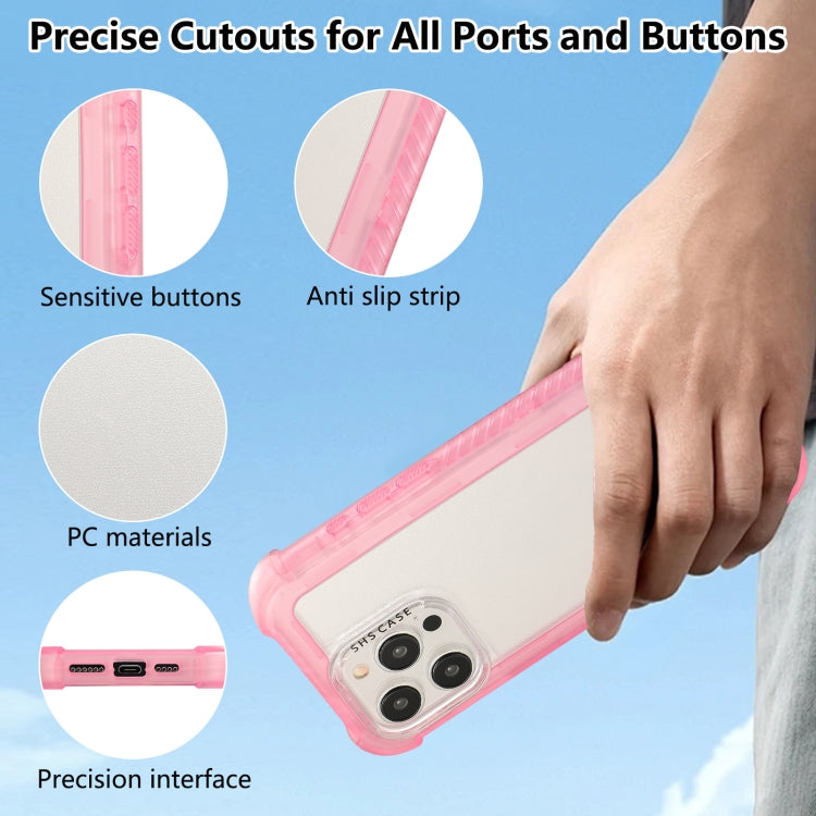 For iPhone 16 Plus Transparent Matte TPU Hybrid PC 3-in-1 Phone Case(Pink)