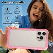 For iPhone 16 Plus Transparent Matte TPU Hybrid PC 3-in-1 Phone Case(Pink)