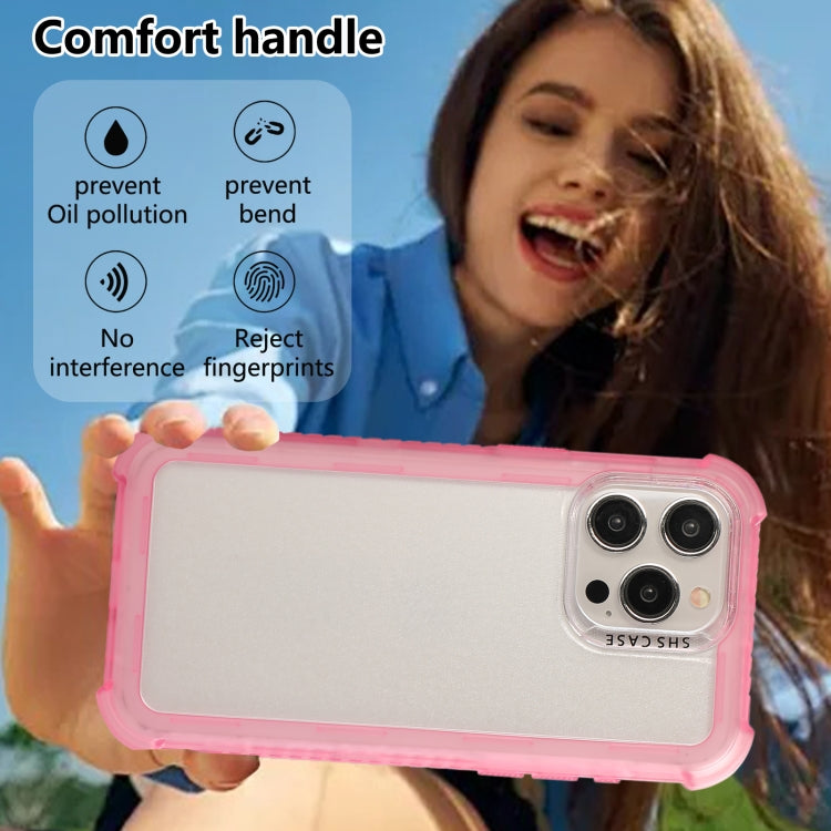 For iPhone 16 Plus Transparent Matte TPU Hybrid PC 3-in-1 Phone Case(Pink)
