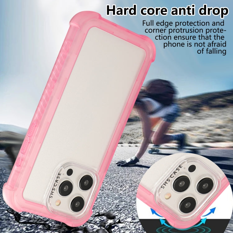For iPhone 16 Plus Transparent Matte TPU Hybrid PC 3-in-1 Phone Case(Pink)