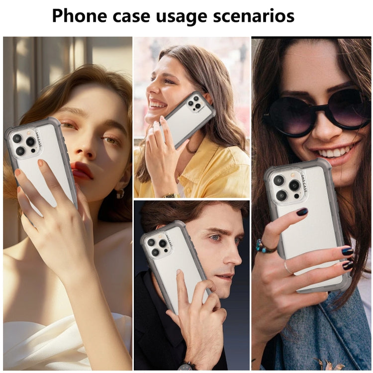 For iPhone 16 Transparent Matte TPU Hybrid PC 3-in-1 Phone Case(Grey)