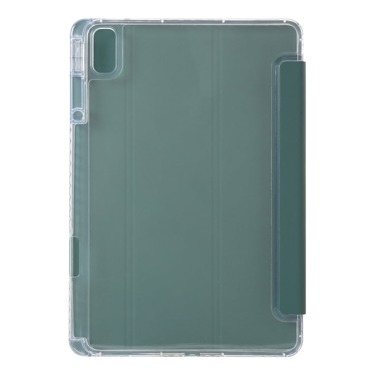 For Huawei Matepad SE 11 2024 Clear Acrylic 3-Fold Leather Tablet Case(Dark Green)