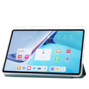 For Huawei Matepad SE 11 2024 Clear Acrylic 3-Fold Leather Tablet Case(Dark Green)