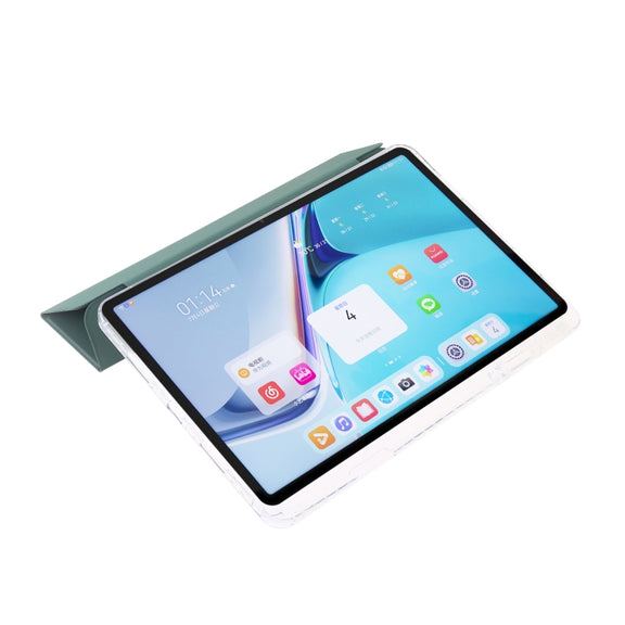 For Huawei Matepad SE 11 2024 Clear Acrylic 3-Fold Leather Tablet Case(Dark Green)