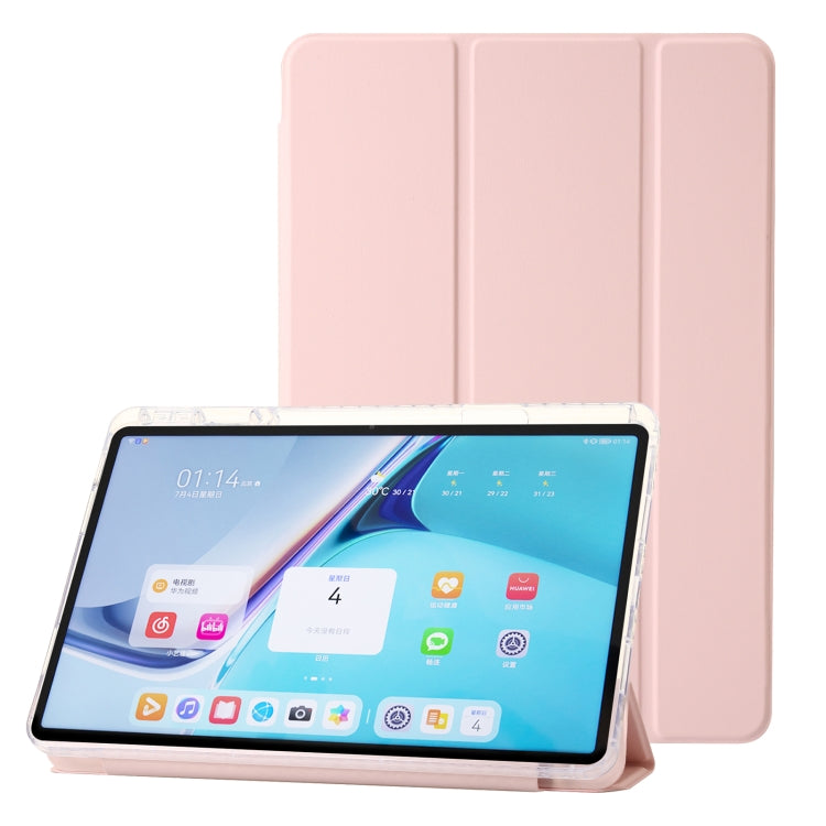 For Huawei Matepad SE 11 2024 Clear Acrylic 3-Fold Leather Tablet Case(Pink)