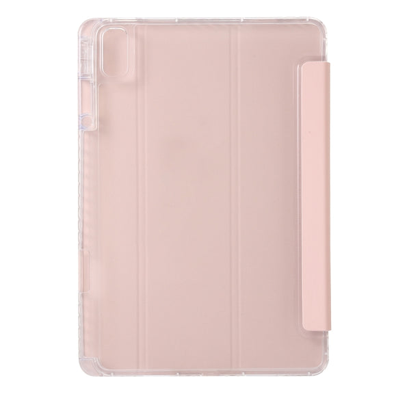 For Huawei Matepad SE 11 2024 Clear Acrylic 3-Fold Leather Tablet Case(Pink)