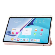 For Huawei Matepad SE 11 2024 Clear Acrylic 3-Fold Leather Tablet Case(Pink)