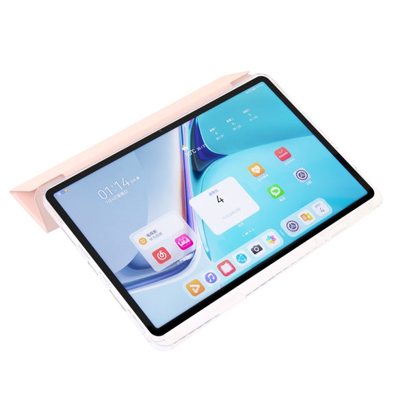 For Huawei Matepad SE 11 2024 Clear Acrylic 3-Fold Leather Tablet Case(Pink)