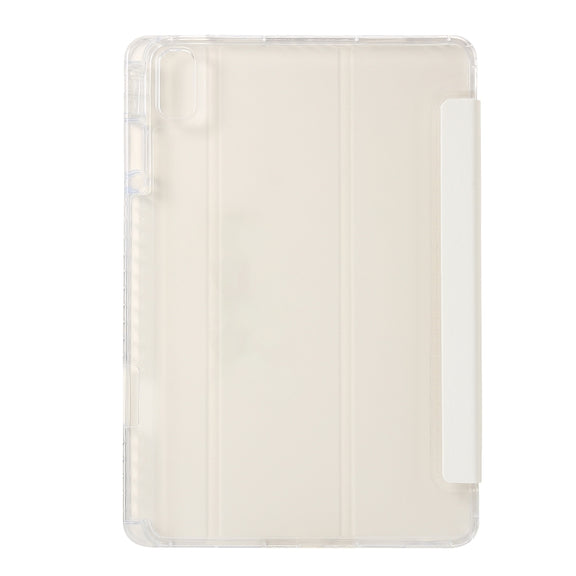 For Huawei Matepad SE 11 2024 Clear Acrylic 3-Fold Leather Tablet Case(White)