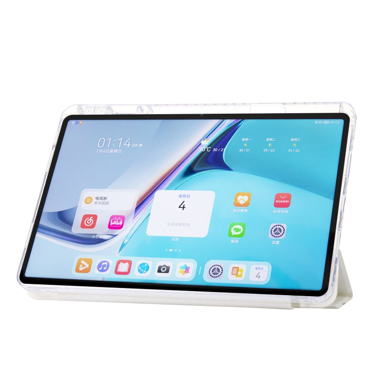 For Huawei Matepad SE 11 2024 Clear Acrylic 3-Fold Leather Tablet Case(White)