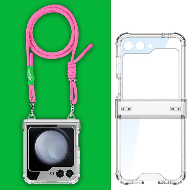 For Samsung Galaxy Z Flip6 / Flip7 FE GKK Airbag Hinge Full Coverage Phone Case with Crossbody Rope(Pink)