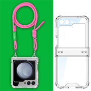 For Samsung Galaxy Z Flip5 GKK Airbag Hinge Full Coverage Phone Case with Crossbody Rope(Pink)