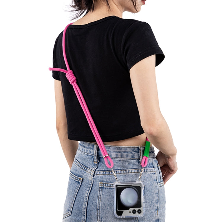 For Samsung Galaxy Z Flip5 GKK Airbag Hinge Full Coverage Phone Case with Crossbody Rope(Pink)