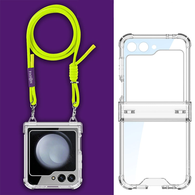 For Samsung Galaxy Z Flip5 GKK Airbag Hinge Full Coverage Phone Case with Crossbody Rope(Yellow)