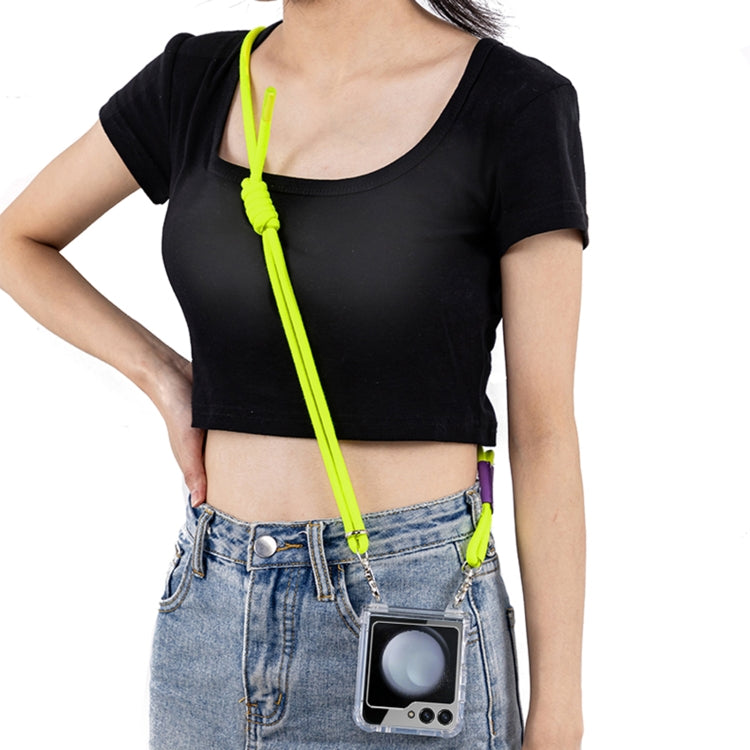 For Samsung Galaxy Z Flip5 GKK Airbag Hinge Full Coverage Phone Case with Crossbody Rope(Yellow)