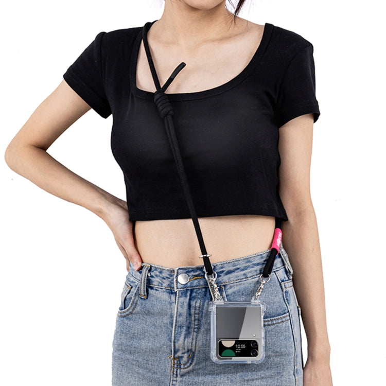 For Samsung Galaxy Z Flip4 GKK Airbag Hinge Full Coverage Phone Case with Crossbody Rope(Black)