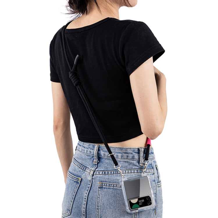 For Samsung Galaxy Z Flip4 GKK Airbag Hinge Full Coverage Phone Case with Crossbody Rope(Black)
