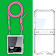 For Samsung Galaxy Z Flip4 GKK Airbag Hinge Full Coverage Phone Case with Crossbody Rope(Pink) - Galaxy Z Flip4 5G Cases by GKK | Online Shopping South Africa | PMC Jewellery | Buy Now Pay Later Mobicred