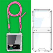 For Samsung Galaxy Z Flip4 GKK Airbag Hinge Full Coverage Phone Case with Crossbody Rope(Pink)