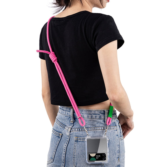 For Samsung Galaxy Z Flip4 GKK Airbag Hinge Full Coverage Phone Case with Crossbody Rope(Pink)