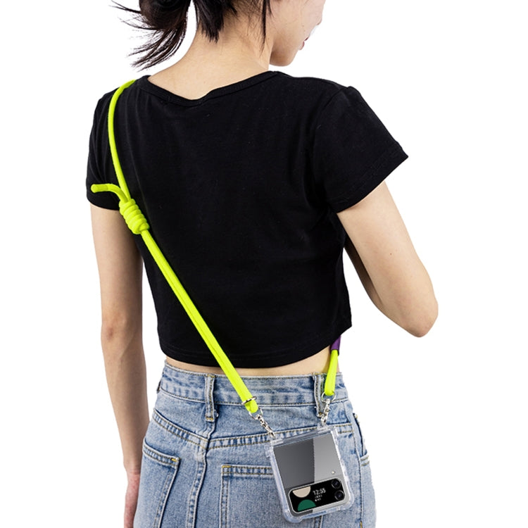 For Samsung Galaxy Z Flip4 GKK Airbag Hinge Full Coverage Phone Case with Crossbody Rope(Yellow)