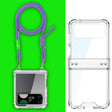 For Samsung Galaxy Z Flip4 GKK Airbag Hinge Full Coverage Phone Case with Crossbody Rope(Purple) - free shipping - PMC Jewellery - Order now!