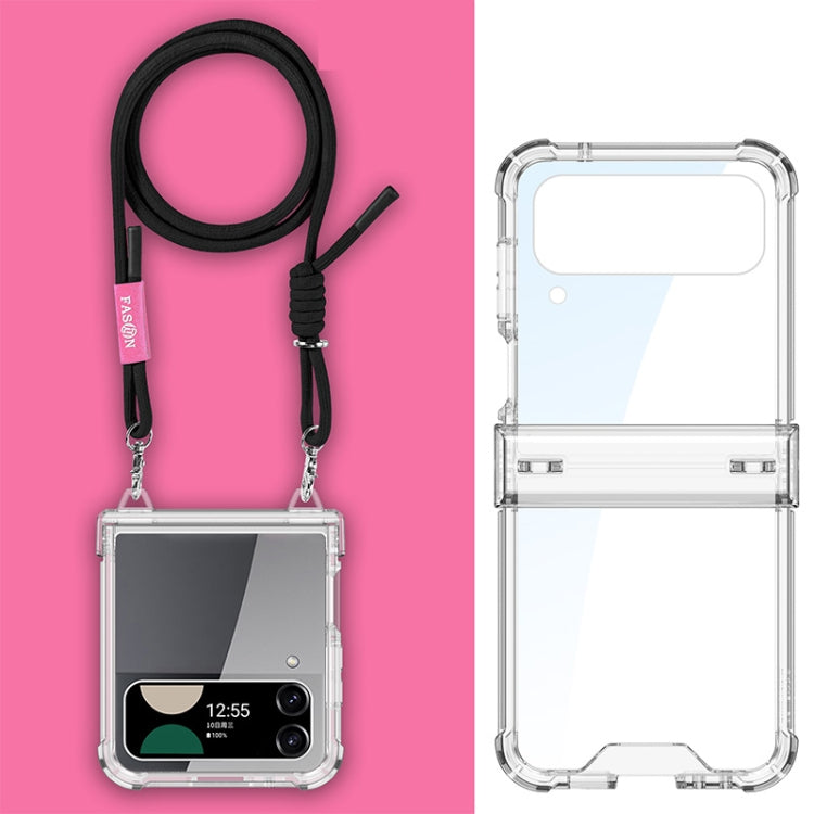 For Samsung Galaxy Z Flip3 GKK Airbag Hinge Full Coverage Phone Case with Crossbody Rope(Black)